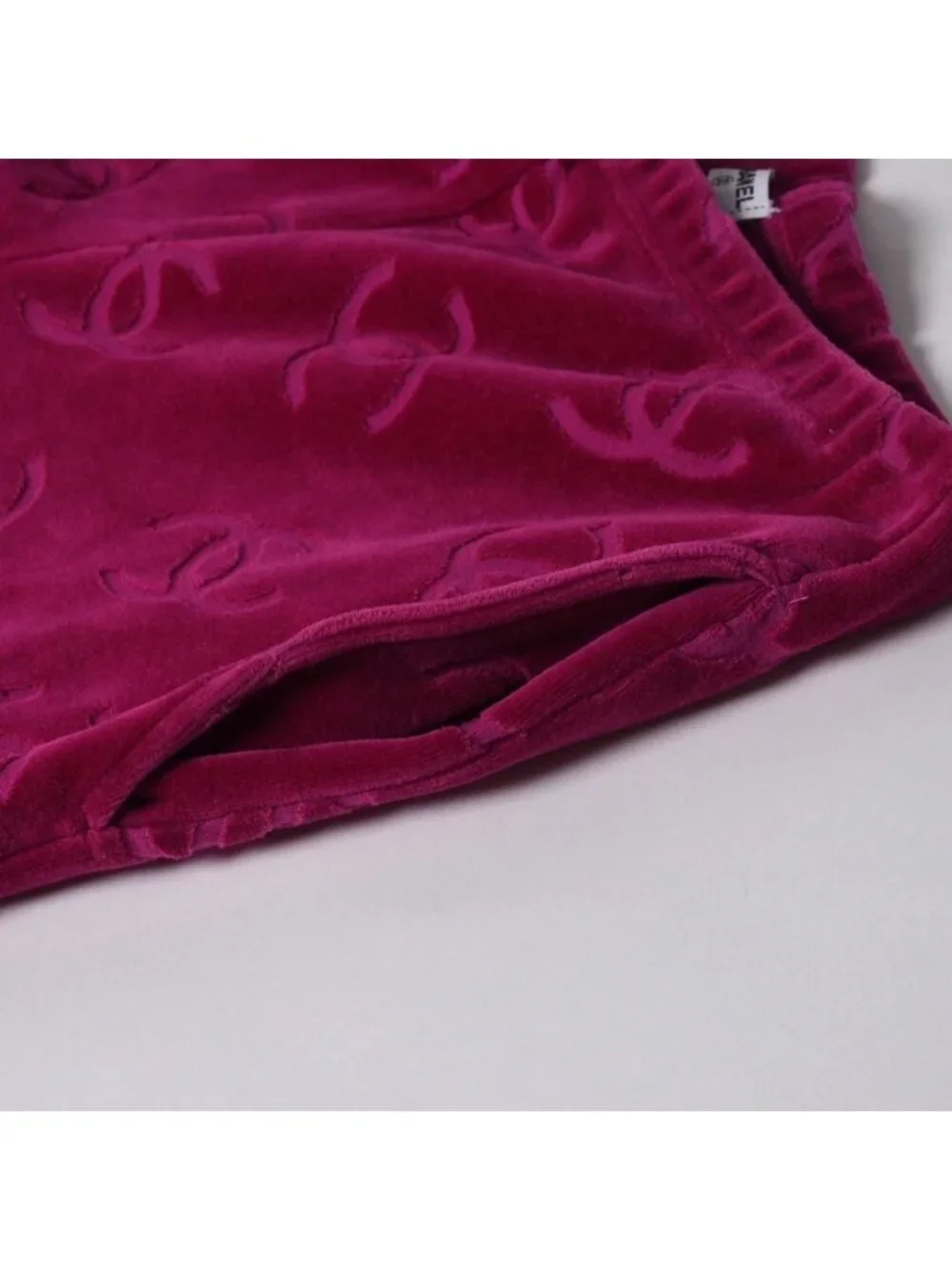 Chanel Vintage Velour Pants CC Logo Pink Archive Karl Lagerfeld